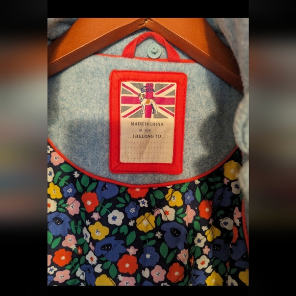 Mini Boden Wool Blend Coat with Quilted Floral Lining - Picture 2 of 8